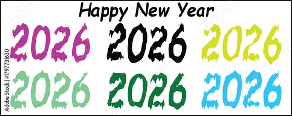 Fototapeta This design is ideal for greeting cards, banners, social media posts, stickers, posters, invitations, festive advertisements, and other New Year celebration materials.