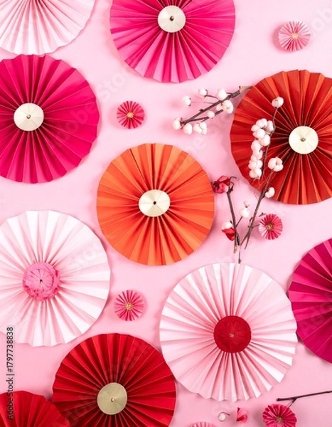 Obraz ピンクと赤のひなまつりの雰囲気の背景素材