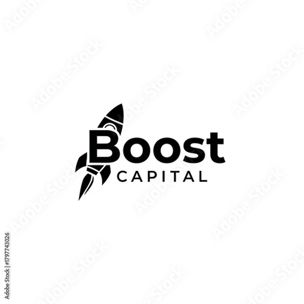Obraz Boost Capital logo featuring a stylized rocket, symbolizing growth and investment.