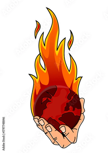 Fototapeta Illustration of a world held in flames