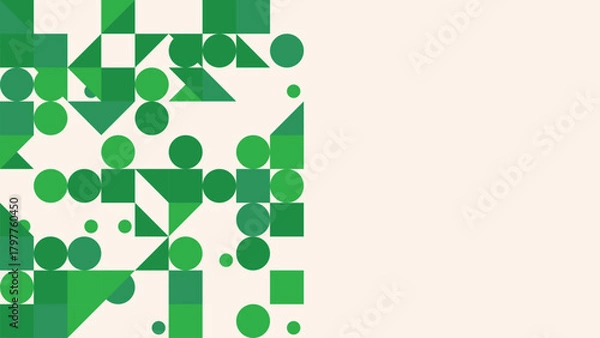 Obraz Abstract Green Geometric Pattern Background with Squares Circles and Triangles