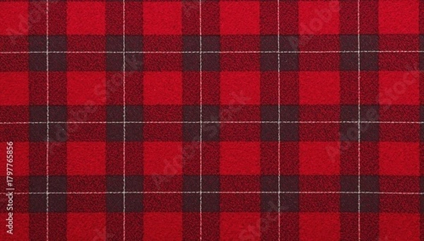 Fototapeta Sample of red tartan fabric, suitable for textile design and crafting