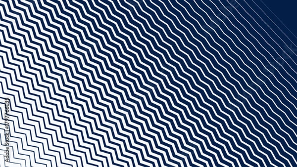 Obraz Blue and White Zigzag Stripes Line Abstract Background with Modern Dynamic Geometric Pattern Design