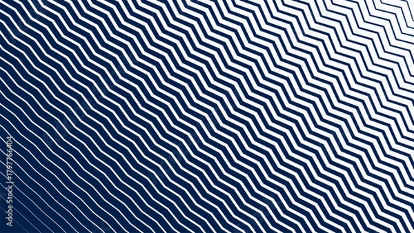 Obraz Blue and White Zigzag Stripes Line Abstract Background with Modern Dynamic Geometric Pattern Design