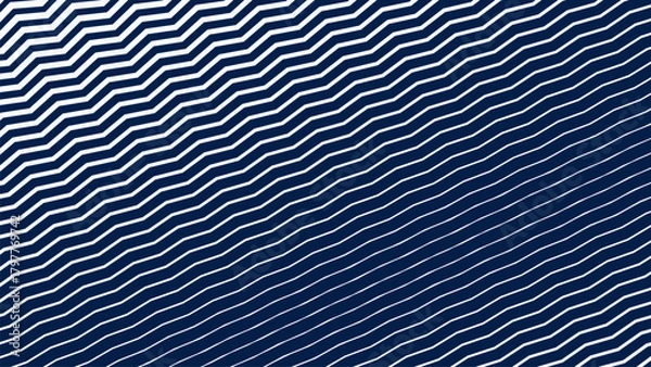 Obraz Blue and White Zigzag Stripes Line Abstract Background with Modern Dynamic Geometric Pattern Design