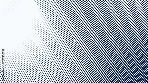 Obraz Blue and White Zigzag Stripes Line Abstract Background with Modern Dynamic Geometric Pattern Design