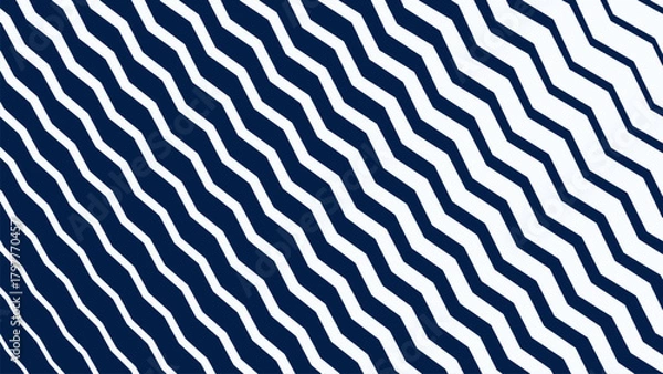 Obraz Blue and White Zigzag Stripes Line Abstract Background with Modern Dynamic Geometric Pattern Design