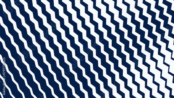 Obraz Blue and White Zigzag Stripes Line Abstract Background with Modern Dynamic Geometric Pattern Design