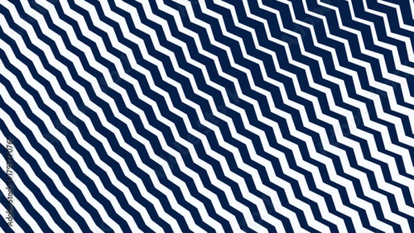 Obraz Blue and White Zigzag Stripes Line Abstract Background with Modern Dynamic Geometric Pattern Design