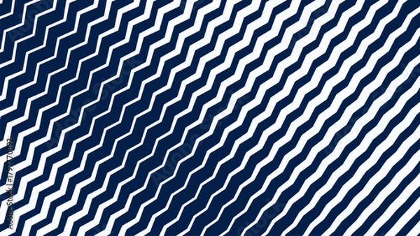 Obraz Blue and White Zigzag Stripes Line Abstract Background with Modern Dynamic Geometric Pattern Design