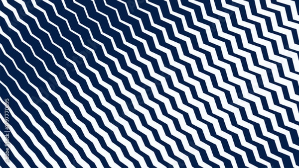 Obraz Blue and White Zigzag Stripes Line Abstract Background with Modern Dynamic Geometric Pattern Design