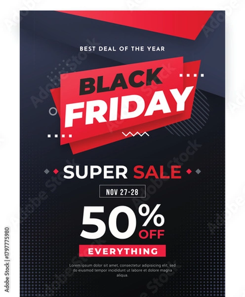 Obraz flat vector design illustration black friday flyer template
