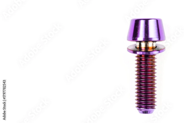 Obraz Pink titanium hexagonal bolt on a white background