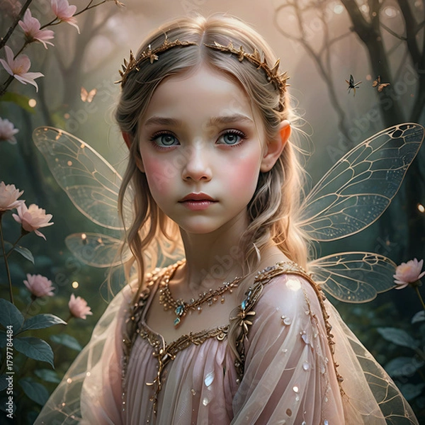 Obraz Portrait of a little fairy in the magic woods