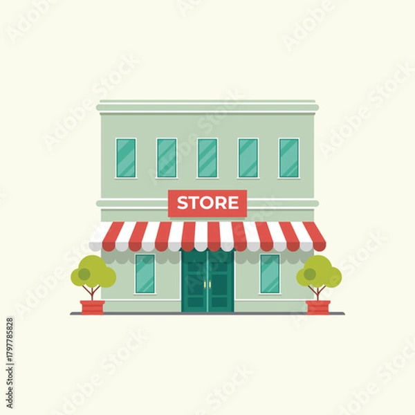 Obraz Minimalist Flat Design Retail Storefront Vector Illustration