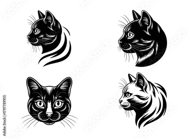 Fototapeta Cute Cat Vector Illustration for T-Shirts and Stickers, Adorable Kitty Graphic for Digital and Print Designs