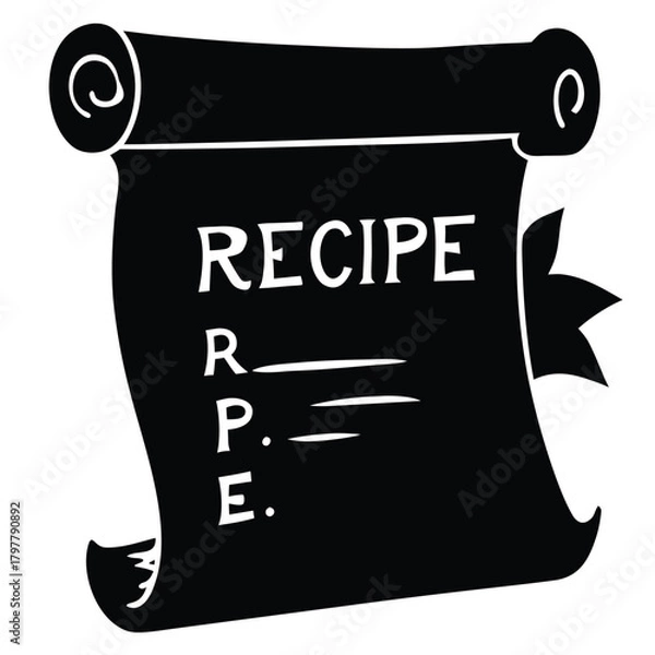 Obraz recipe scroll on white background
