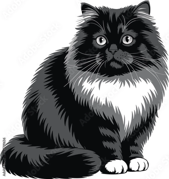 Fototapeta Cute Cat Vector Illustration for T-Shirts and Stickers, Adorable Kitty Graphic for Digital and Print Designs