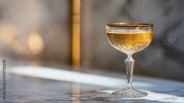 Obraz Elegant Crystal Champagne Coupe on Marble Table