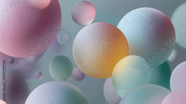 Obraz Abstract Floating Pastel Spheres on Soft Gradient Background