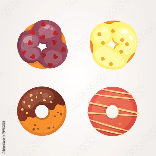 Fototapeta Catoon donut with glaze vector illustration isolated.