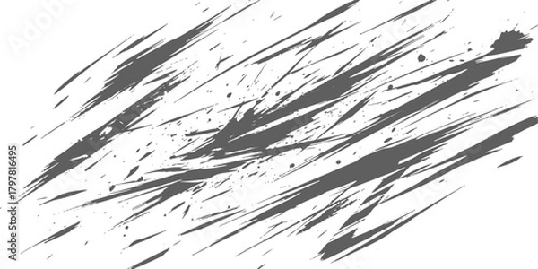 Obraz Energetic gray brush strokes and splatters abstract grunge texture pattern.