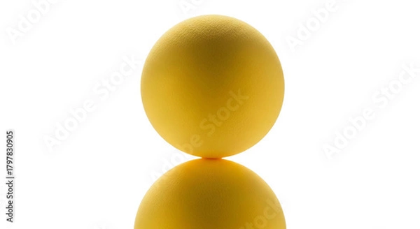 Obraz Yellow ball with reflection on a white surface
