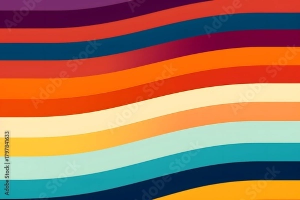 Obraz Vibrant retro waves pattern with warm and cool color stripes