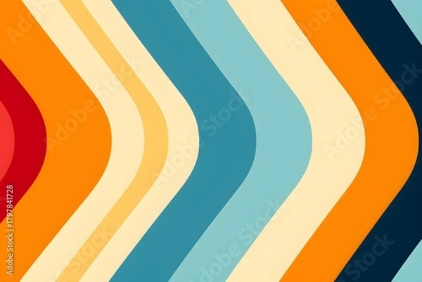 Obraz Vibrant retro wavy stripes pattern with warm and cool colors