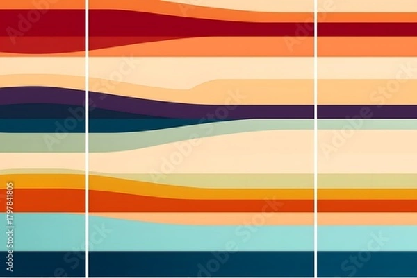 Obraz Abstract landscape with horizontal stripes and warm sunset colors