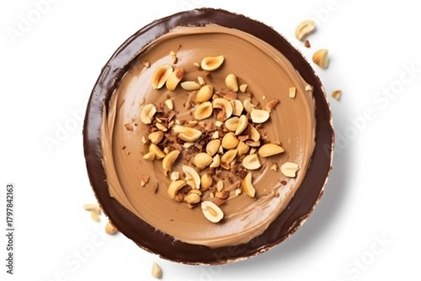 Obraz Delicious chocolate easter egg filled with creamy peanut butter and toasted nuts