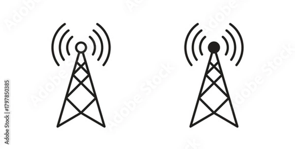 Obraz Broadcast icon with editable stroke and flat vector pack