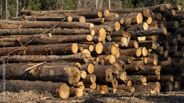 Obraz Harvesting or felling of forests for furniture production