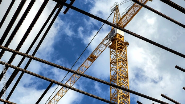Fototapeta Tower cranes on the construction site