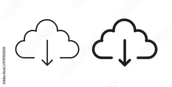 Obraz Download from Cloud icon with editable stroke and flat vector pack