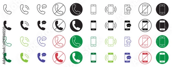 Fototapeta Phone communication icons set