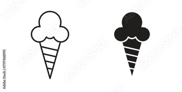 Obraz Ice cream icon with editable stroke and flat vector pack