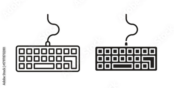 Obraz Keyboard icon with editable stroke and flat vector pack