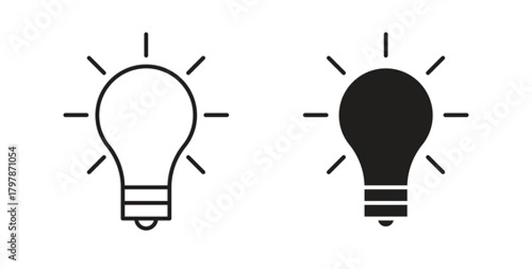 Obraz Light bulb icon with editable stroke and flat vector pack