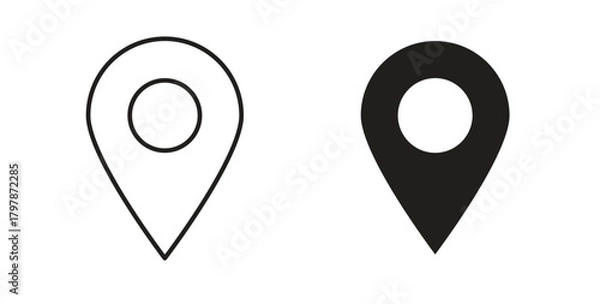 Obraz Location pin icon with editable stroke and flat vector pack