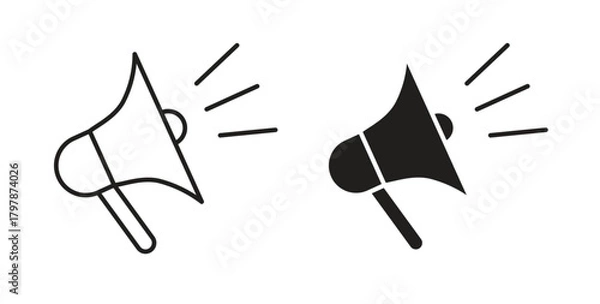 Obraz Megaphone icon with editable stroke and flat vector pack