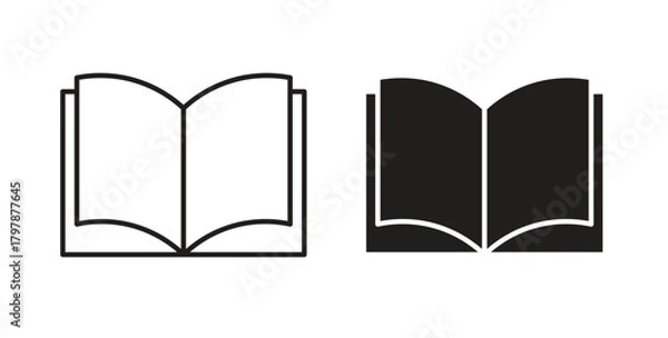 Obraz open book icon with editable stroke and flat vector pack