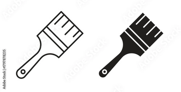 Obraz Paint brush icon with editable stroke and flat vector pack