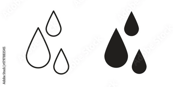 Obraz Raindrops icon with editable stroke and flat vector pack