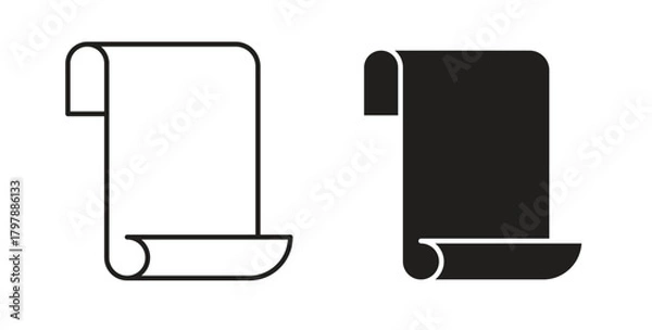 Obraz Scroll icon with editable stroke and flat vector pack