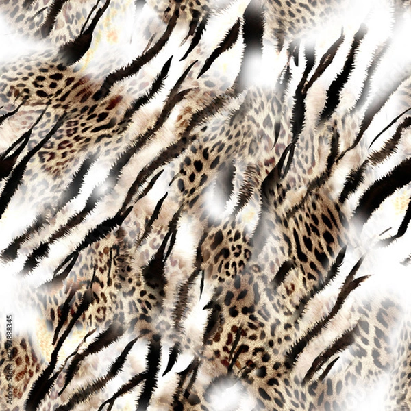 Obraz Mixed animal pattern, leopard and zebra texture, African animal pattern.