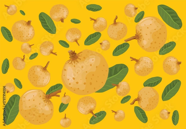 Obraz Summer longan fruit pattern on light brown background