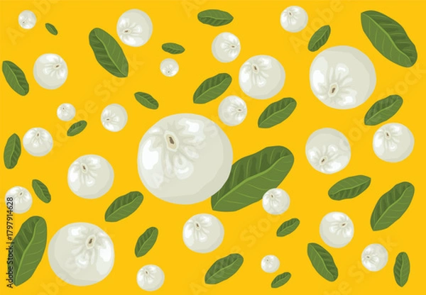 Obraz Summer longan fruit pattern on light brown background