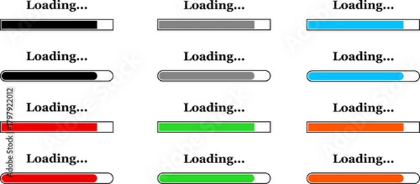 Fototapeta Set of multi-color loading progress bars