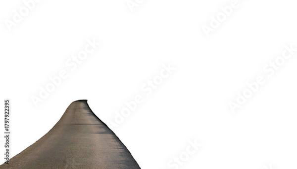 Fototapeta A grayscale, curving road stretches into a dark void. Light outlines the pavement